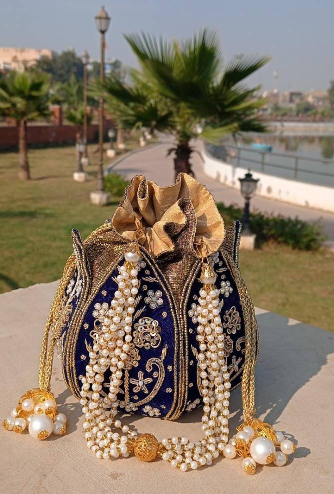 Wedding Wear Embroidered Lotus Dabka Shaped Potlies Catalog
